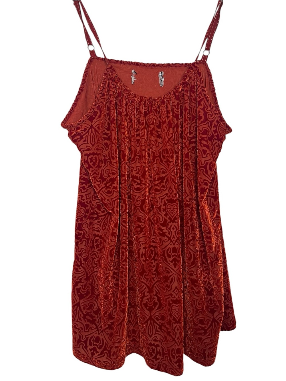 Y2K Lucky Brand Holly Hock Tank Top Tomato Red Velvet Size Med/Large